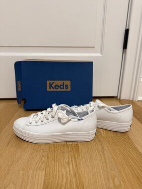 Keds White Women’s Platform Lace-Up Sneakers